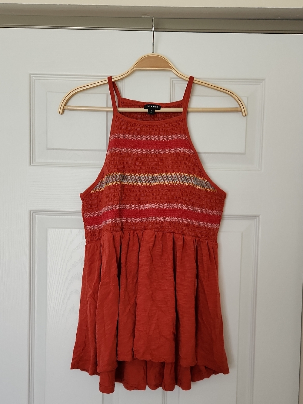 torrid Burnt orange Smocked high neck babydoll Tank Top